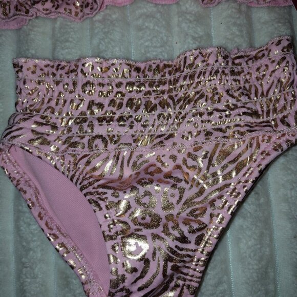 Vince Camuto Two Piece SwimSuit Toddler Girls Size 2T New with Tags Pink Gold - Picture 2 of 8